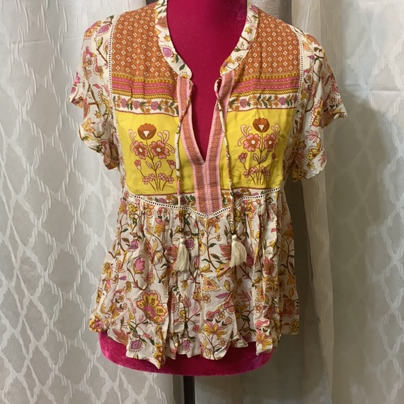 ✨🌙 Spell Portobello Road Short Sleeve Blouse in Honey Dew size S - Picture 7 of 16